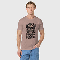 Футболка хлопковая мужская Slayer Skulls, цвет: пыльно-розовый — фото 2
