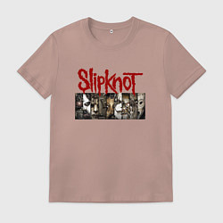 Футболка хлопковая мужская Slipknot Faces, цвет: пыльно-розовый