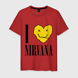 Футболка хлопковая мужская I love Nirvana, цвет: красный
