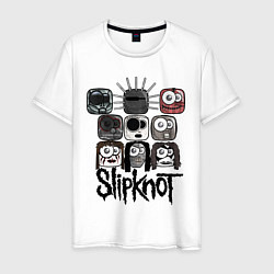 Футболка хлопковая мужская Slipknot Masks цвета белый — фото 1