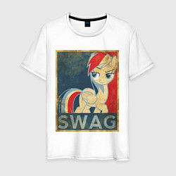 Футболка хлопковая мужская Rainbow Dash SWAG, цвет: белый