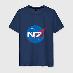 Футболка хлопковая мужская NASA N7, цвет: тёмно-синий