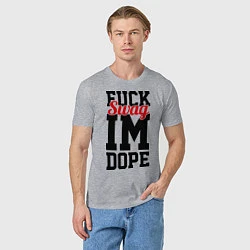 Футболка хлопковая мужская Fuck Swag im Dope, цвет: меланж — фото 2