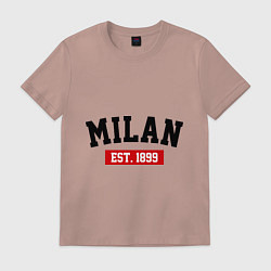 Футболка хлопковая мужская FC Milan Est. 1899, цвет: пыльно-розовый