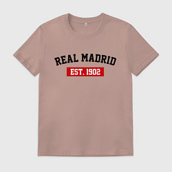 Футболка хлопковая мужская FC Real Madrid Est. 1902, цвет: пыльно-розовый