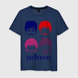 Футболка хлопковая мужская The Beatles faces, цвет: тёмно-синий