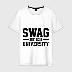 Футболка хлопковая мужская Swag University, цвет: белый