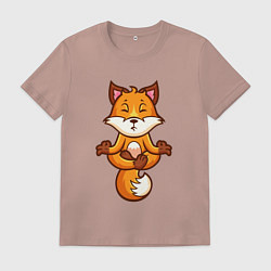 Футболка хлопковая мужская Лисиная йога, цвет: пыльно-розовый