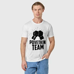 Футболка хлопковая мужская Povetkin Team, цвет: белый — фото 2