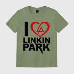 Футболка хлопковая мужская I love Linkin Park, цвет: авокадо