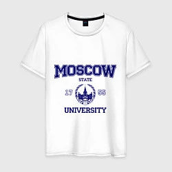 Футболка хлопковая мужская MGU Moscow University, цвет: белый