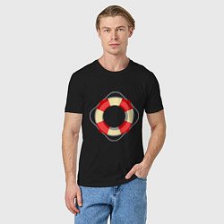 Футболка хлопковая мужская Спасательный круг, цвет: черный — фото 2