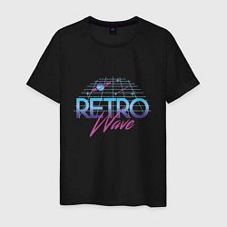 Футболка хлопковая мужская Retrowave Spacetraveling, цвет: черный