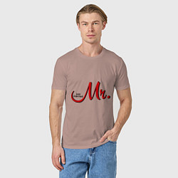 Футболка хлопковая мужская Mr. Just married, цвет: пыльно-розовый — фото 2