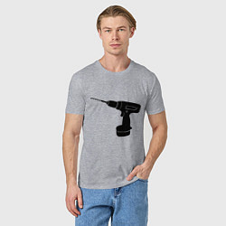 Футболка хлопковая мужская Она: перфоратор, цвет: меланж — фото 2