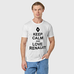 Футболка хлопковая мужская Keep Calm & Love Renauit, цвет: белый — фото 2