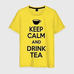 Футболка хлопковая мужская Keep Calm & Drink Tea, цвет: желтый
