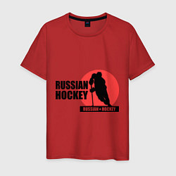 Футболка хлопковая мужская Russian hockey, цвет: красный