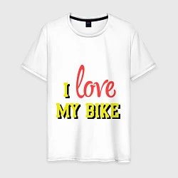 Футболка хлопковая мужская I love my bike, цвет: белый