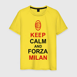 Футболка хлопковая мужская Keep Calm & Forza Milan, цвет: желтый