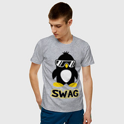 Футболка хлопковая мужская SWAG Penguin цвета меланж — фото 2