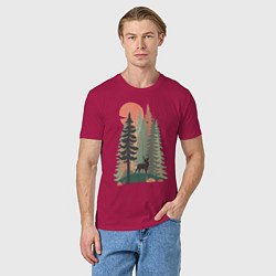 Футболка хлопковая мужская Forest Adventure, цвет: маджента — фото 2