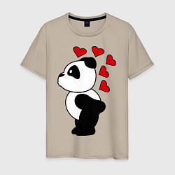 Футболка хлопковая мужская Поцелуй панды: для него, цвет: миндальный