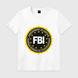 Футболка хлопковая мужская FBI Departament, цвет: белый