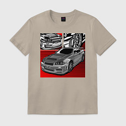 Футболка хлопковая мужская Nissan R34, цвет: миндальный
