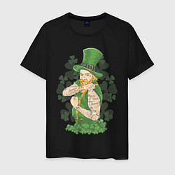 Футболка хлопковая мужская St. Patrick's Day: Tatoo, цвет: черный