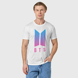 Футболка хлопковая мужская BTS: Neon Rap Monster, цвет: белый — фото 2