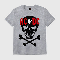 Футболка хлопковая мужская AC/DC Skull, цвет: меланж