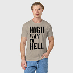 Футболка хлопковая мужская High way to hell, цвет: миндальный — фото 2