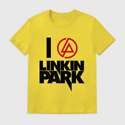 Футболка хлопковая мужская I love Linkin Park, цвет: желтый
