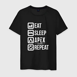 Футболка хлопковая мужская Eat, Sleep, Apex, Repeat, цвет: черный