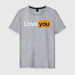 Футболка хлопковая мужская PornHub: Love You, цвет: меланж