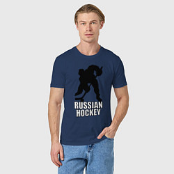 Футболка хлопковая мужская Russian Black Hockey, цвет: тёмно-синий — фото 2