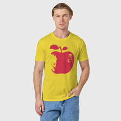 Футболка хлопковая мужская Тетрадь Смерти - Рюк и яблоко, цвет: желтый — фото 2