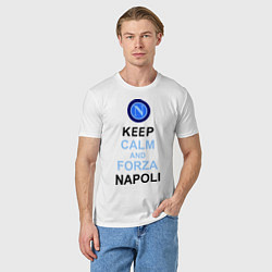 Футболка хлопковая мужская Keep Calm & Forza Napoli, цвет: белый — фото 2