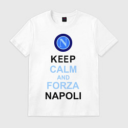 Футболка хлопковая мужская Keep Calm & Forza Napoli, цвет: белый