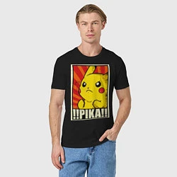 Футболка хлопковая мужская Pikachu: Pika Pika, цвет: черный — фото 2