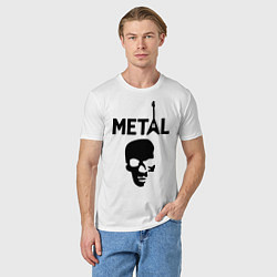 Футболка хлопковая мужская Metal Skull, цвет: белый — фото 2