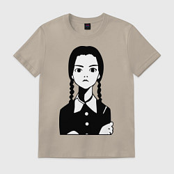 Футболка хлопковая мужская Wednesday Addams, цвет: миндальный