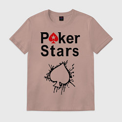 Футболка хлопковая мужская Poker Stars, цвет: пыльно-розовый