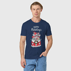Футболка хлопковая мужская Happy holiday, цвет: тёмно-синий — фото 2