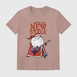 Футболка хлопковая мужская New Year - new style!, цвет: пыльно-розовый