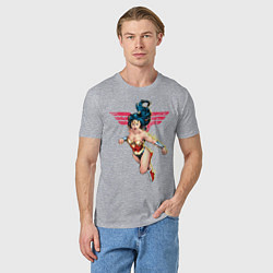 Футболка хлопковая мужская Wonder Woman, цвет: меланж — фото 2