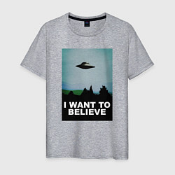 Футболка хлопковая мужская I WANT TO BELIEVE, цвет: меланж