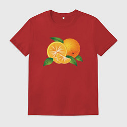Футболка хлопковая мужская Апельсины, цвет: красный