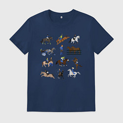 Футболка хлопковая мужская Конный виды спорта, цвет: тёмно-синий
